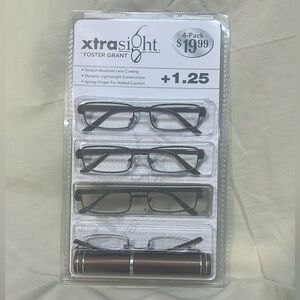 Foster grant 4 pack, scratch resistant lens, reading glasses +1.25